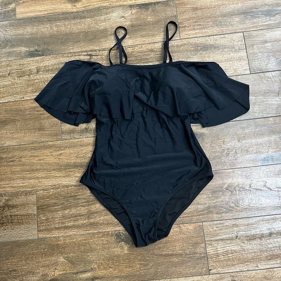 Tempt Me Women's One Piece Swimsuit Vintage Off Shoulder Ruffled swimsuit Large - Picture 6 of 10
